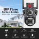SPEED-X PTZ WIFI OUTDOOR SECURITY 3 CAMERA LENS, 3 SCREEN, COLOR NIGHT VISION