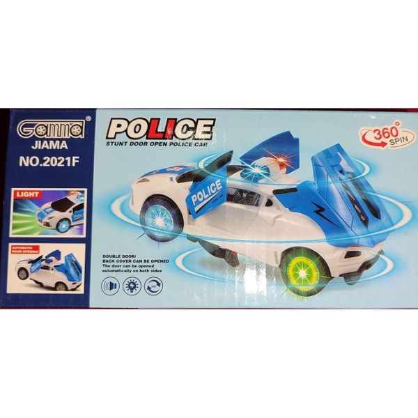 Stunt door open police car