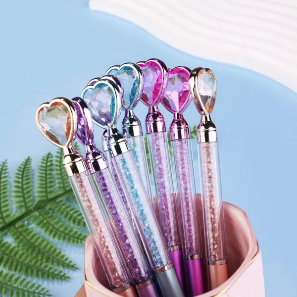 Fine Writing Diamond Heart Shape Rolling Ball Pen
